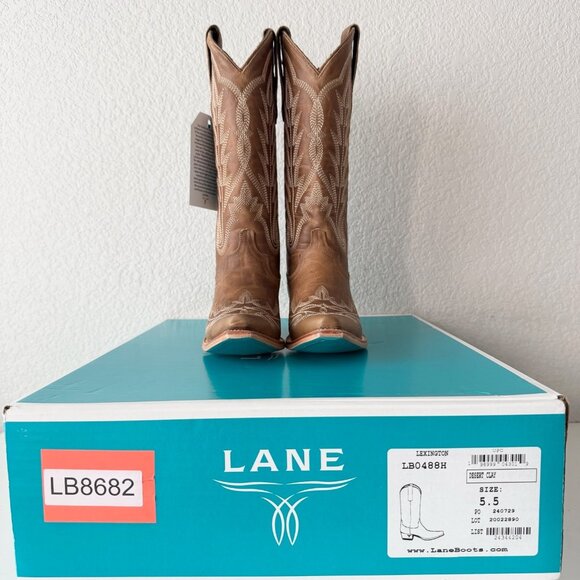 Lane LEXINGTON Womens Cowboy Boots Size 5.5 Brown Western Cowgirl Mid Calf Tall - Picture 10 of 11